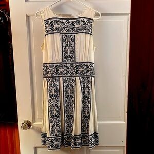 Max Studio Cream and navy Patterned Dress